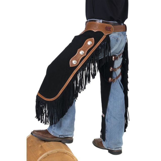 Suede Chinks Black with Brown Trim