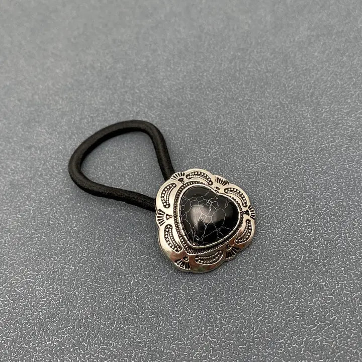 Black Heart Pony Tail Holder