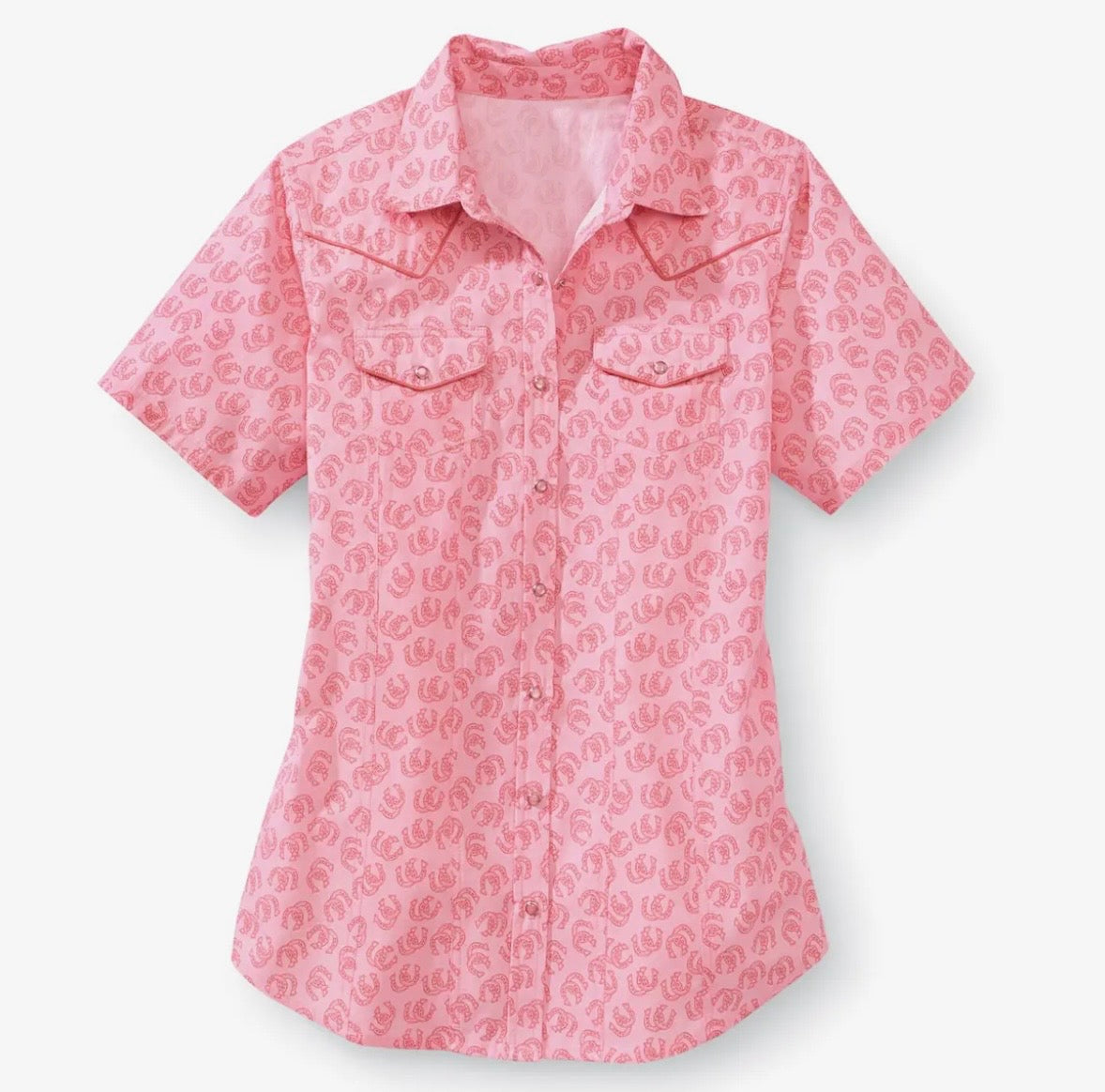 Ladies Short Sleeve Snap Shirt