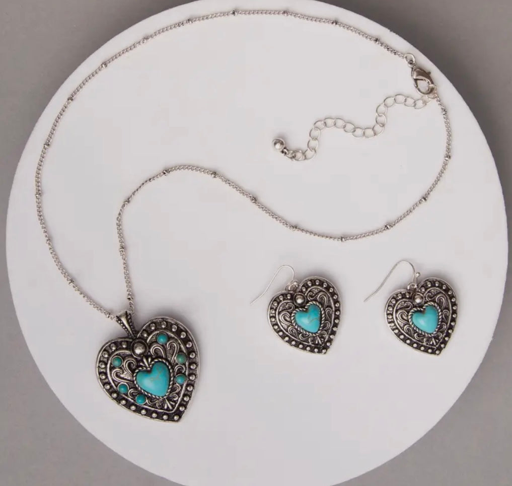 Turquoise Heart Jewelry Set