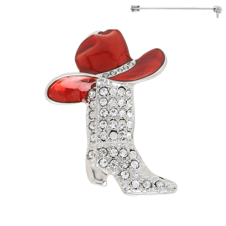 Red Hat Bling Boot Pin/Necklace Pendant