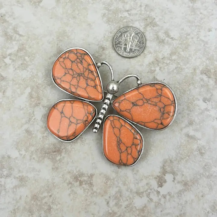 Orange Butterfly Brooch