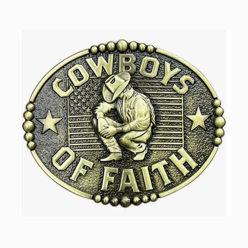 Antique Brass Cowboys of Faith Buckle