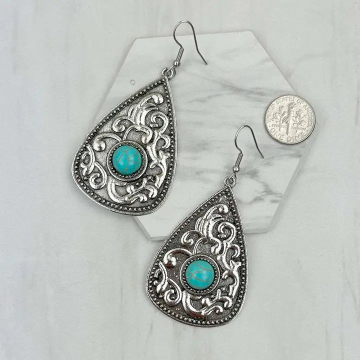 Large Turquoise Teardrop Earrings