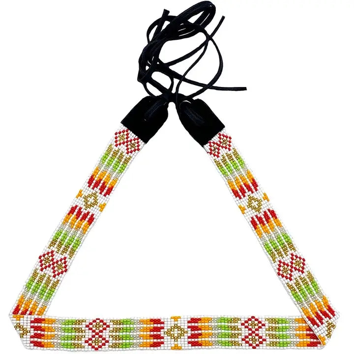 Beaded Hatband Lime Green and Orange