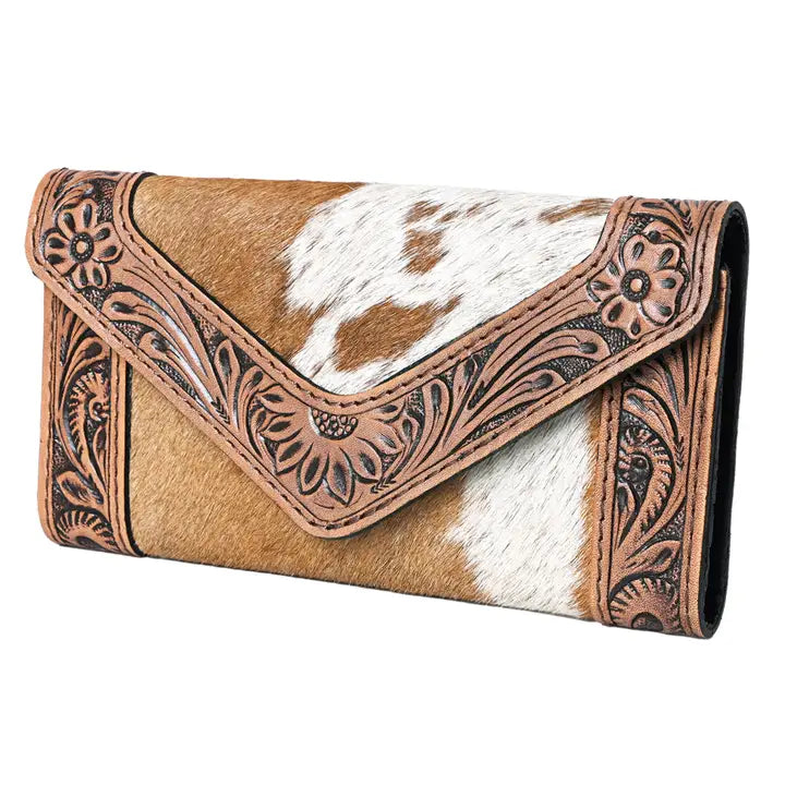Leather Clutch Wallet with Hair