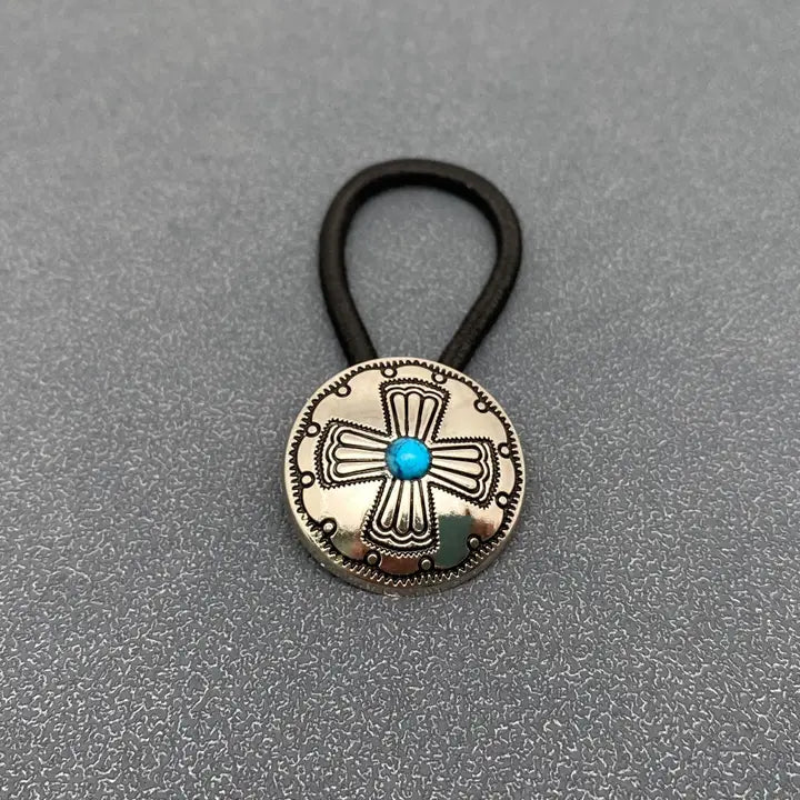 Turquoise Cross Pony Tail Holder