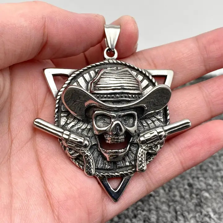 Skull with Pistols Pendant