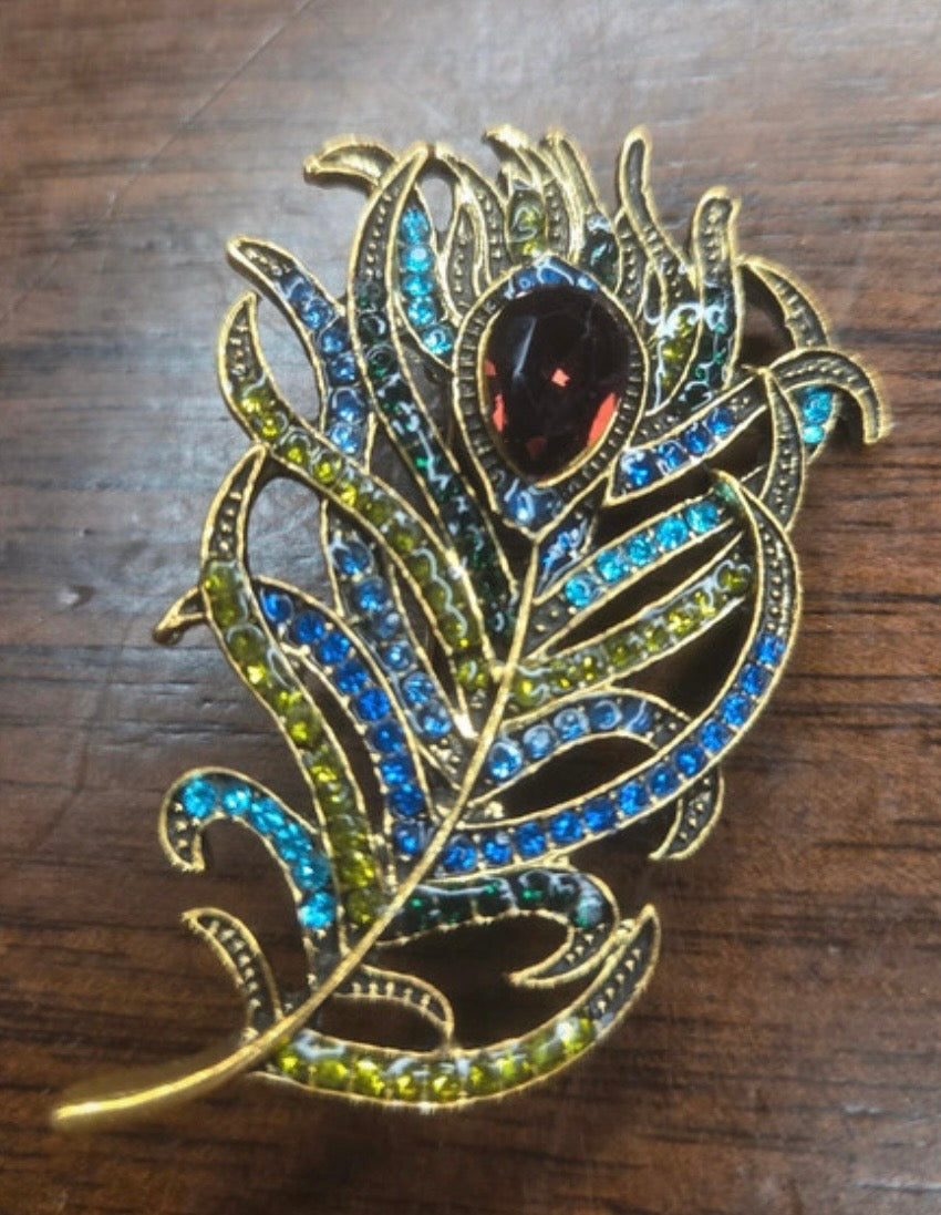 Peacock Feather Brooch/Pin