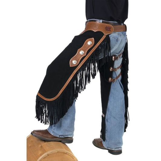 Suede Chinks Black with Brown Trim