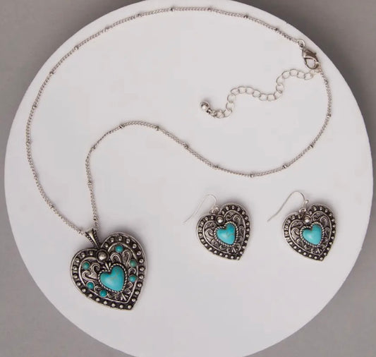 Turquoise Heart Jewelry Set