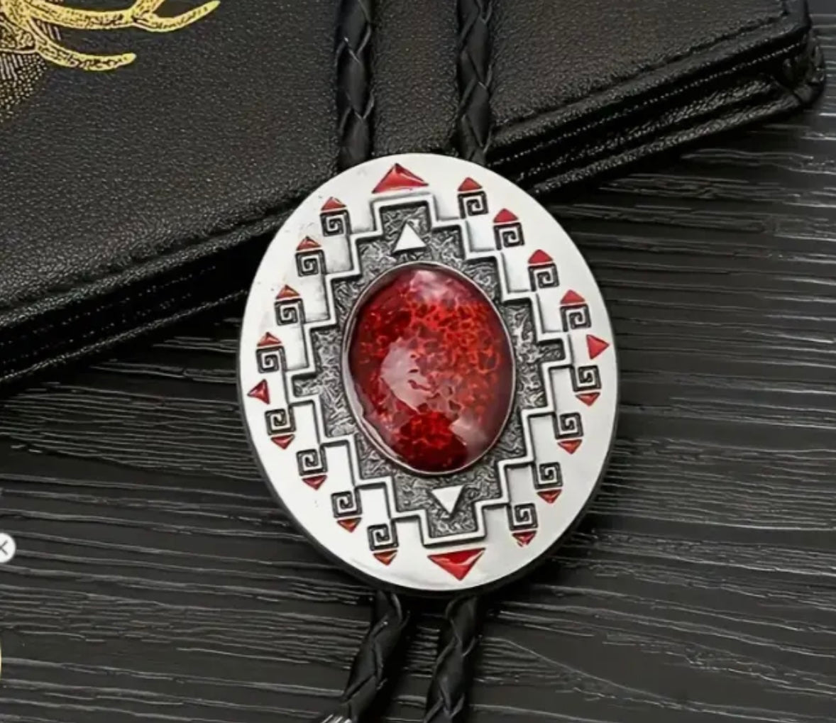 Bolo Tie with Red Stone