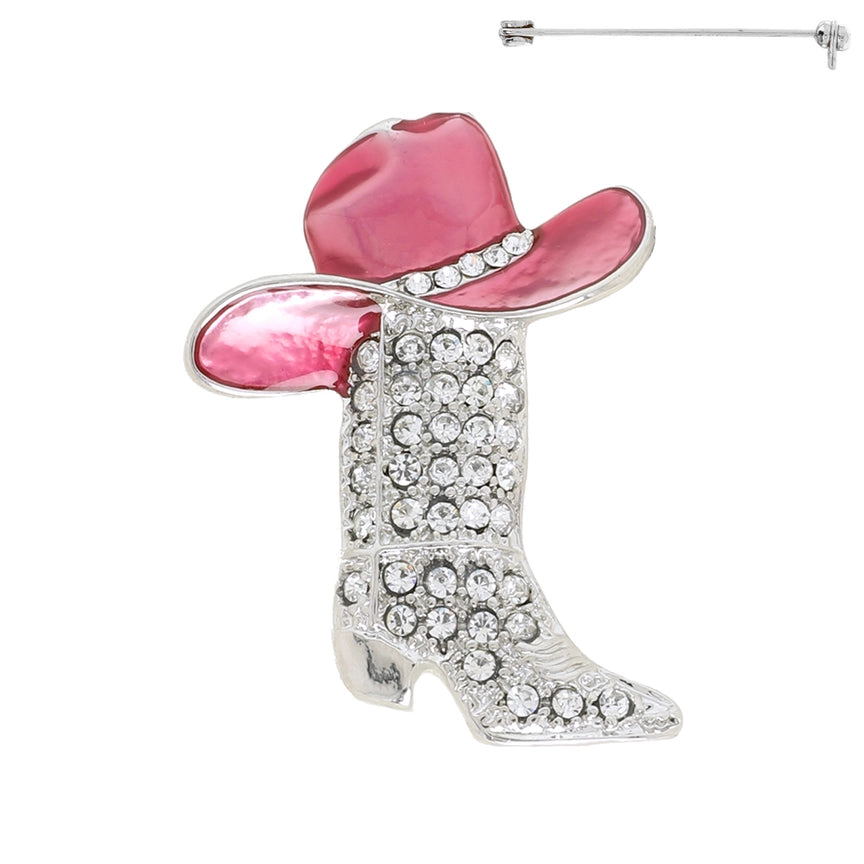 Pink Hat Blingy Boot Pin/Necklace Pendant