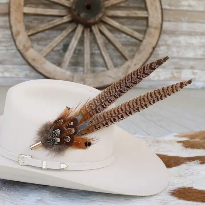 Natural Hat Feather 11" with Hat Pin (hat not included)