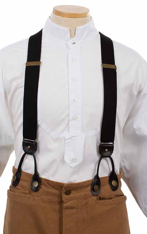 Black Nylon Suspenders for Old West Trousers