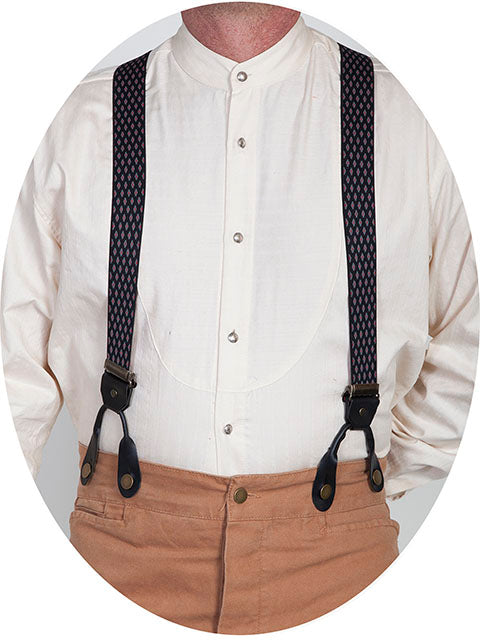 Black Nylon Suspenders for Old West Trousers