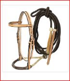 Leather Bosal Headstall with Rawhide Bosal Mecate Set