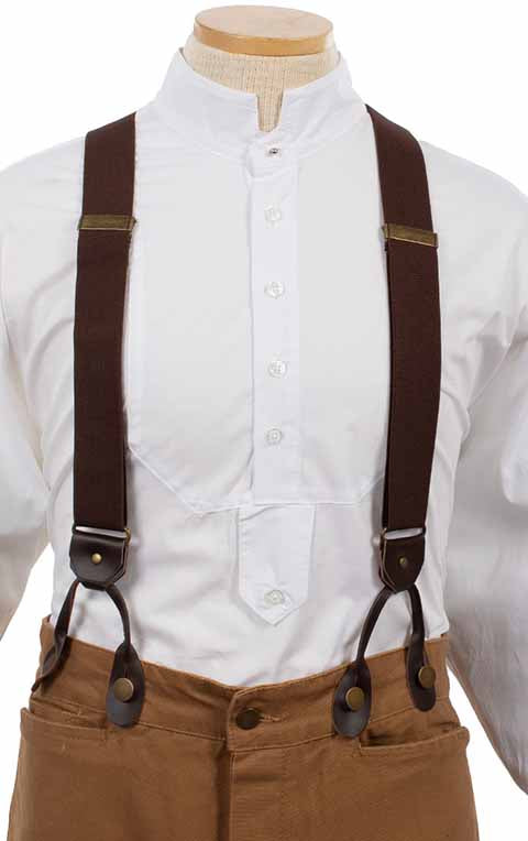 Brown Nylon Suspenders for Old West Trousers
