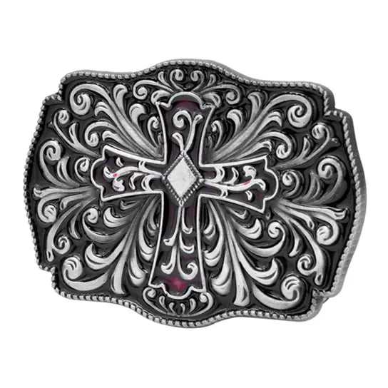Silver Cross with Red Accent Buckle