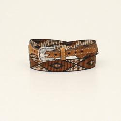 Diamond Print Brown Fabric Hatband with Buckle