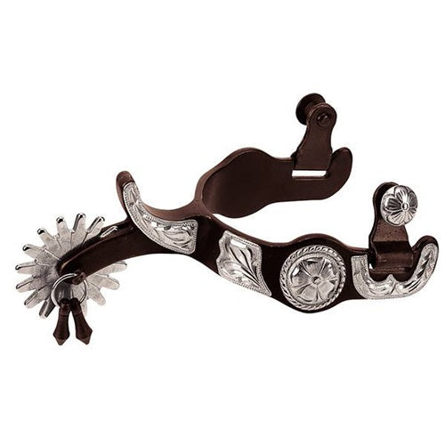 Steel Men's Jingle Bob Spurs with German Silver Trim