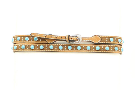 Brown Leather Hatband with Turquoise Accents