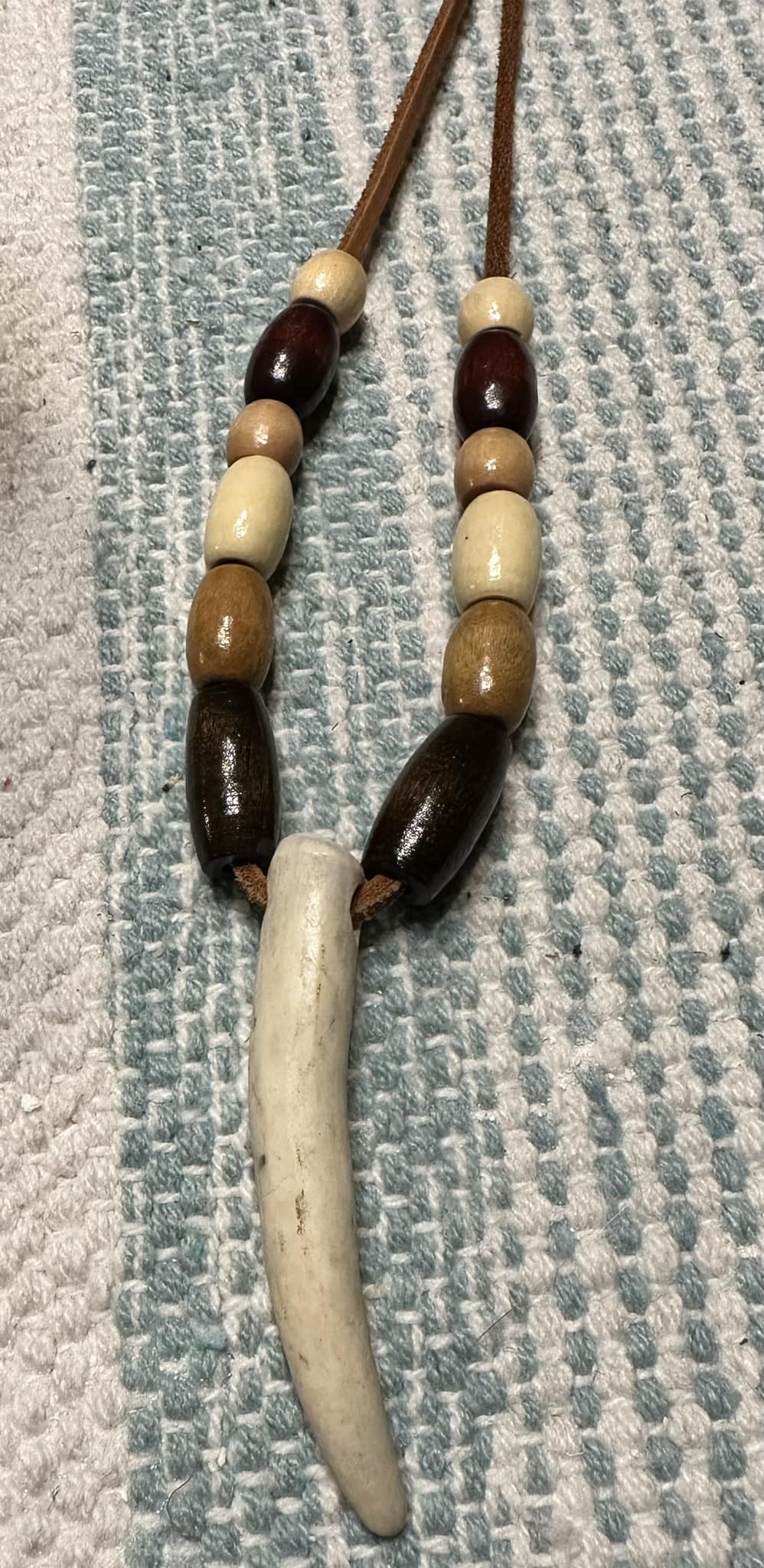 Leather Necklace with Beads and Antler
