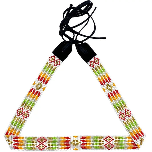 Beaded Hatband Lime Green and Orange