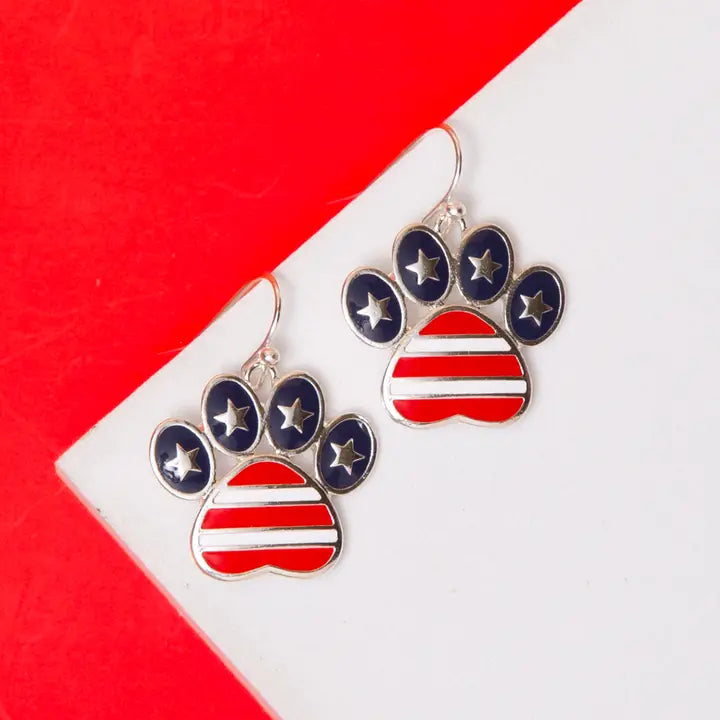 American Flag Paw Earrings