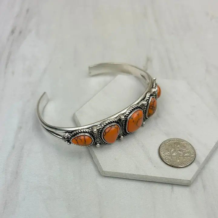 Orange Stone Cuff Bracelet