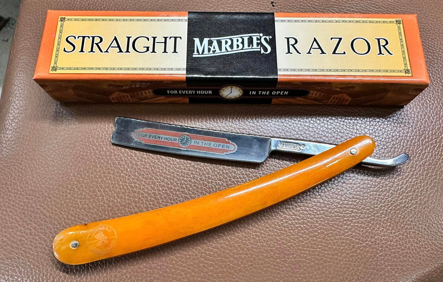 Marbles White Bone Handle Straight Razor