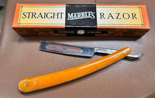 Marbles White Bone Handle Straight Razor