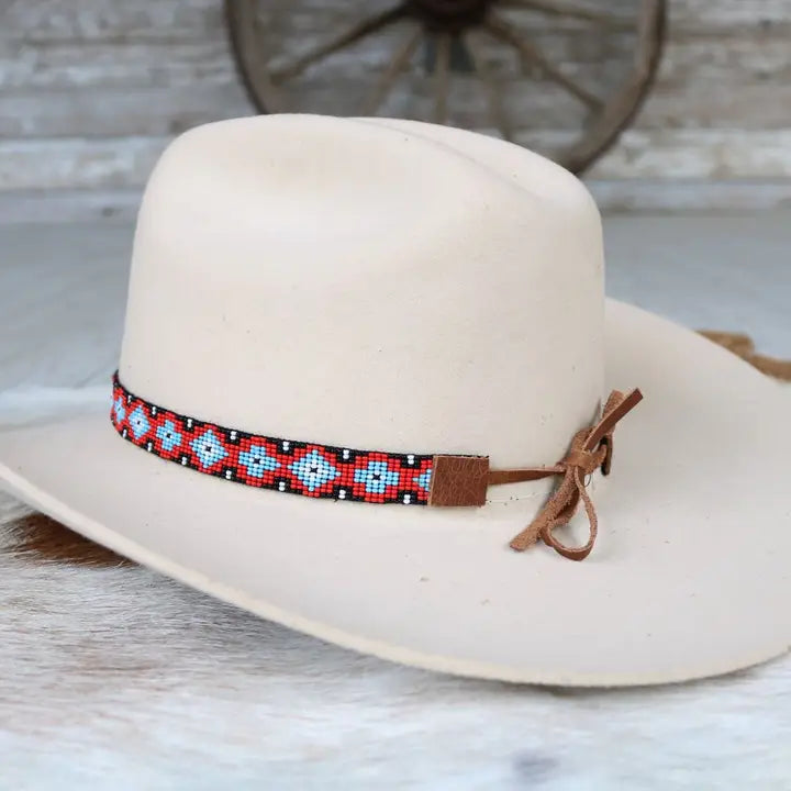 Red Beaded Hatband
