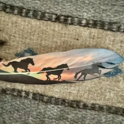 Painted Sunset Horses Hat Feather