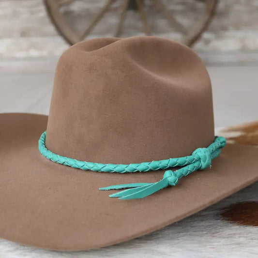 Turquoise Braided Leather Hatband