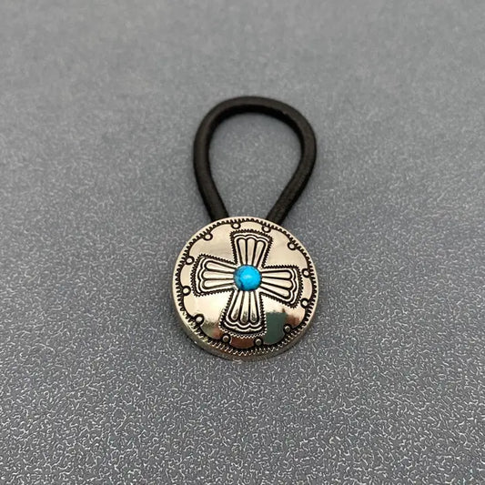 Turquoise Cross Pony Tail Holder