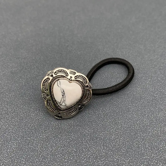 White Heart Pony Tail Holder