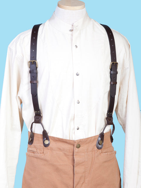 Leather Suspenders With Button Fasteners
