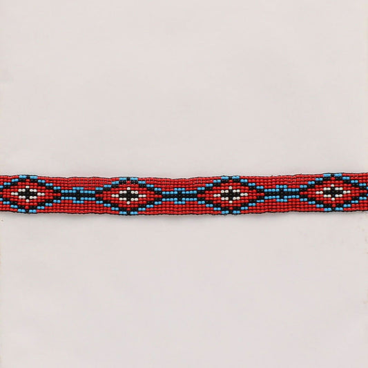 Stretch Beaded Hatband - Red
