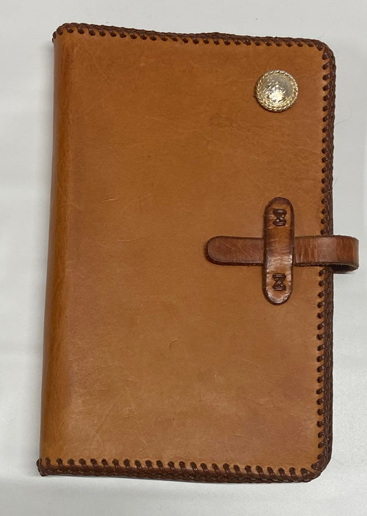 Hand Sewn Chestnut Bible Cover with Concho