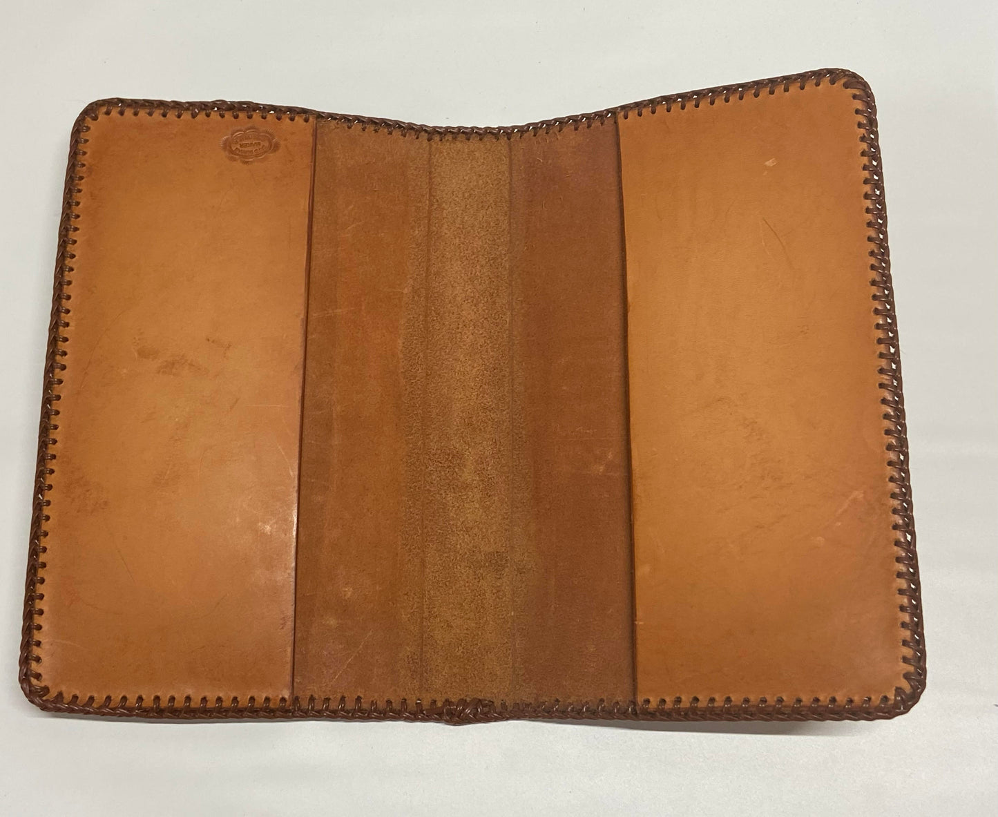 Hand Sewn Chestnut Bible Cover with Concho