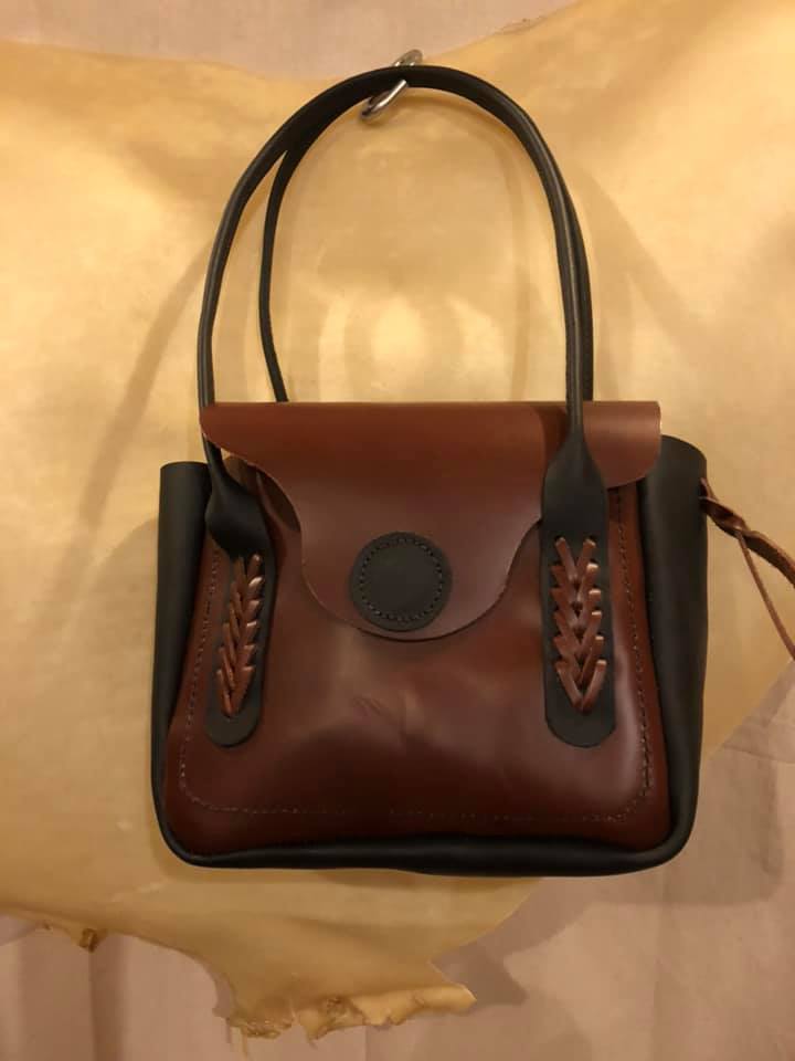 Handmade Leather Purse with lacing and a magnetic closure
