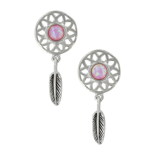 Montana Silversmiths Opal Earrings with Feather - Discontinued Item