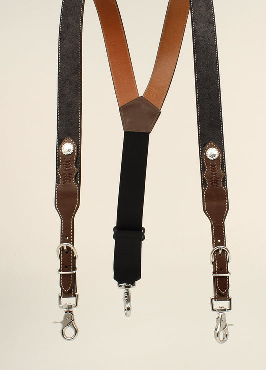 Two tone Men's Leather Suspenders