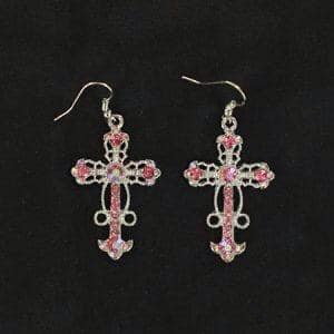 Pink Cross Earrings