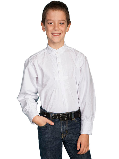 Scully Kids Pleated Front White Shirt